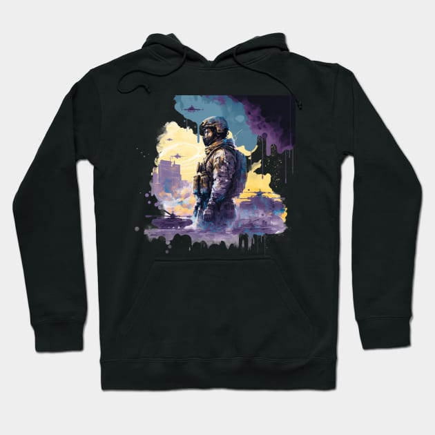 Soldier watercolor print Hoodie by Buff Geeks Art